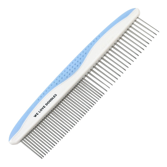 Set of Luna Doodle Boutique premium grooming combs with various sizes and teeth for gentle pet hair grooming and detangling.