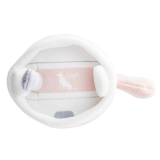 Pink Snuggly Cup plush toy by Luna Doodle Boutique, soft and cuddly with a cute cup shape, perfect for kids and plush toy collectors.