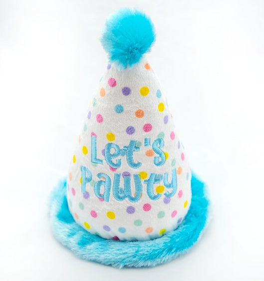 ThoozyPet Birthday Hat Blue Plush Dog Toy 7 Inches
