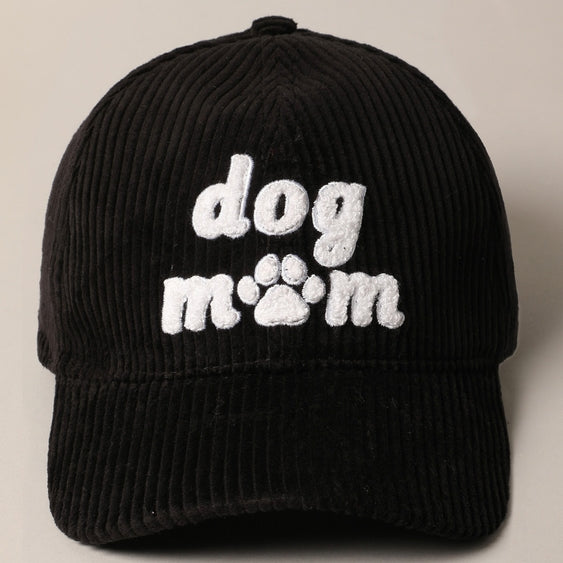 Dog Mom Chenille Patch Corduroy Baseball Cap