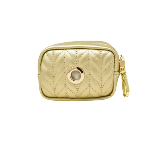 Gold Leather Poop Bag Dispenser and Treat Pouch - Luna Doodle Boutique