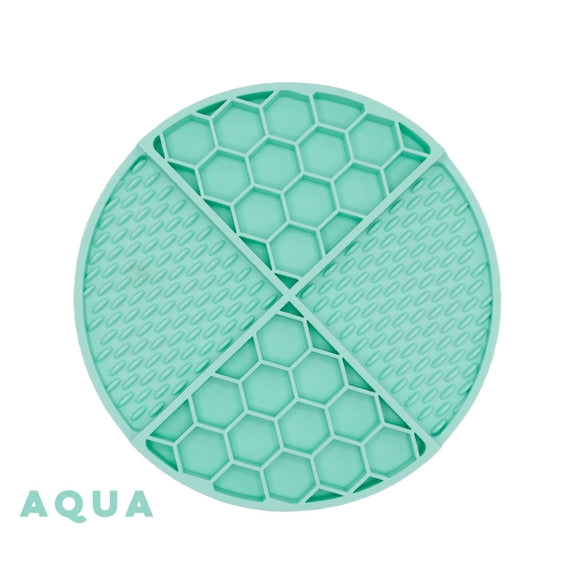 Aqua Luna Doodle Boutique dog lick mat with textured surface for calming and engaging pets.