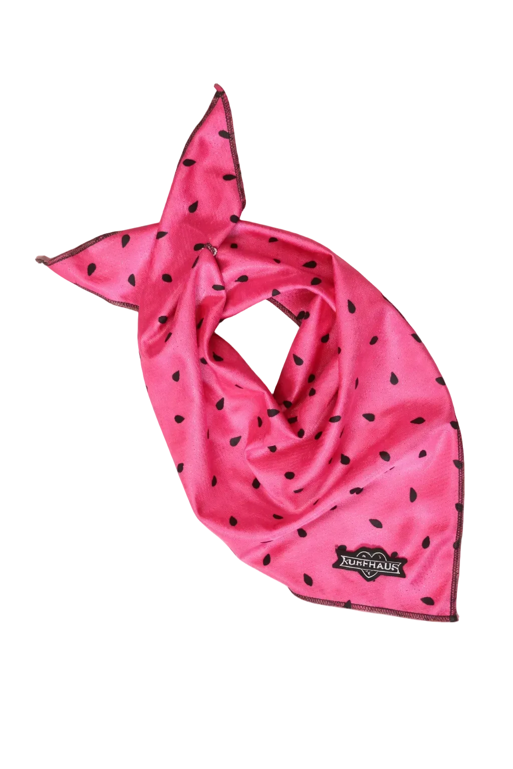 Melon cooling bandana by Luna Doodle Boutique featuring a vibrant green and white melon pattern on lightweight fabric.