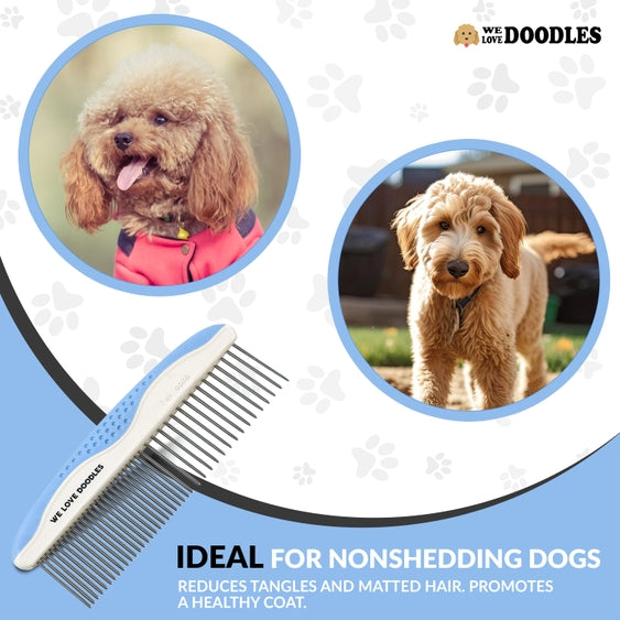 Set of Luna Doodle Boutique premium grooming combs in various sizes, perfect for pet or hair grooming.