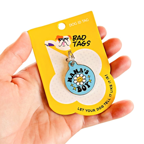 Enamel Dog ID Tag with Personalized QR Code Mama's Boy