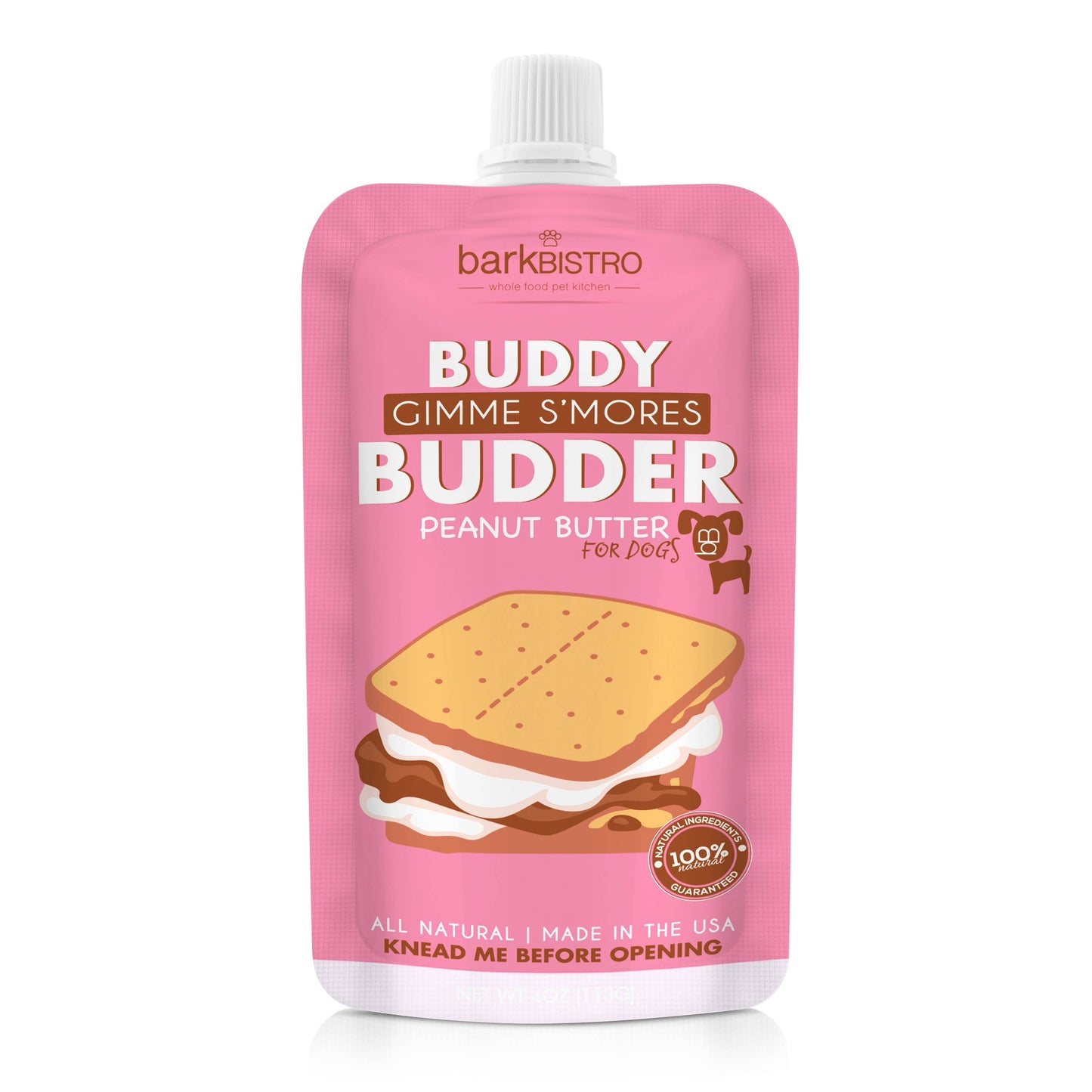 Dog Peanut Butter 4oz Squeeze Packs Gimme S'mores Budder