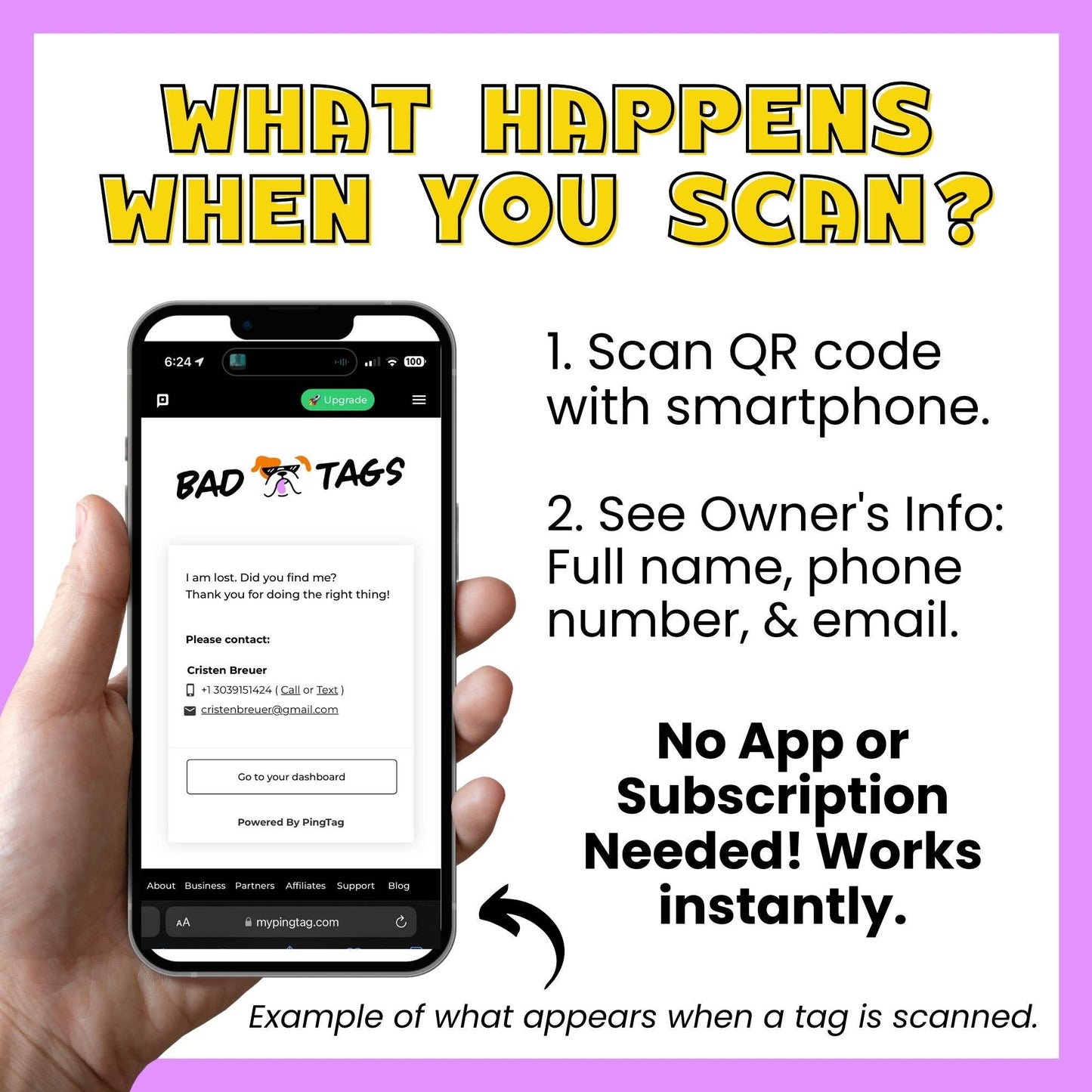 Personalized Dog ID Tag with QR Code Invader Personal Space
