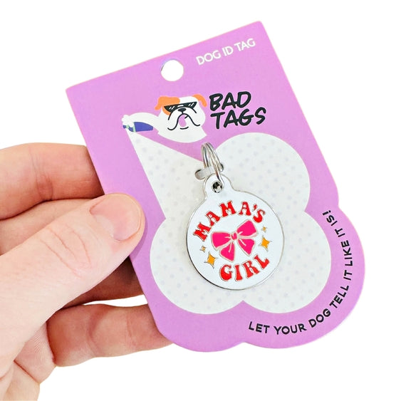Girl Dog Collar ID Tag with Personalized QR Code Mama's Girl