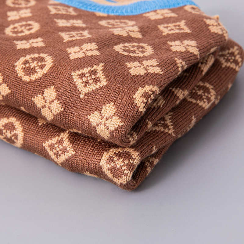 Brown LV-Inspired Designer Dog Sweater