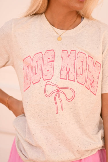 Dog Mom Bow Tee - Stylish Sublimation Printed T-Shirt for Proud Dog Moms