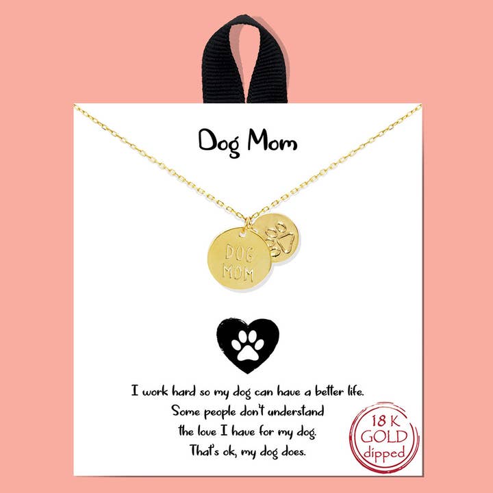 Gold Dipped Dog Mom Charm Necklace