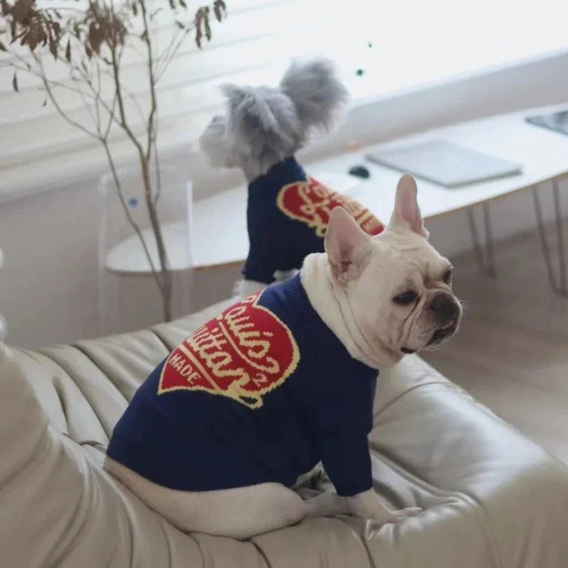 Louis Vuitton-Inspired Designer Heart Dog Sweater