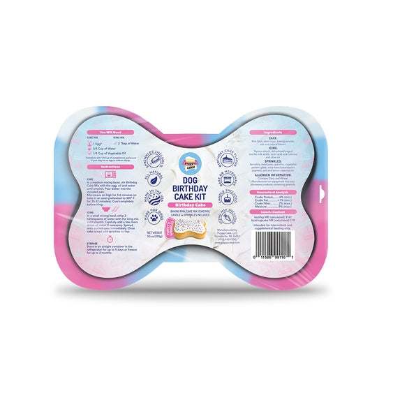 Dog birthday cake kit from Luna Doodle Boutique with colorful treats and decorations for celebrating dogs.