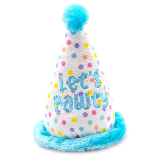 ThoozyPet Birthday Hat Blue Plush Dog Toy 7 Inches