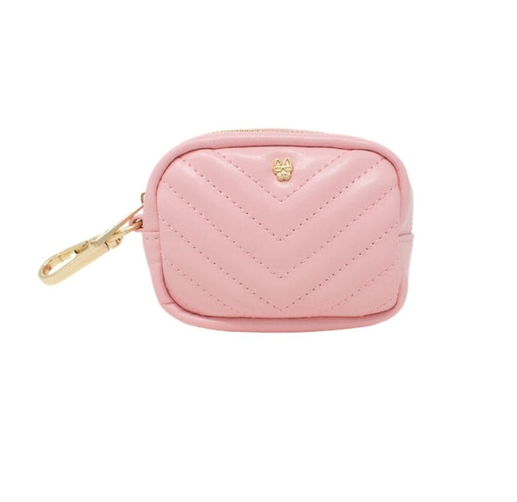 Pink Leather Poop Bag Dispenser and Treat Pouch - Luna Doodle Boutique