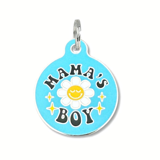 Enamel Dog ID Tag with Personalized QR Code Mama's Boy