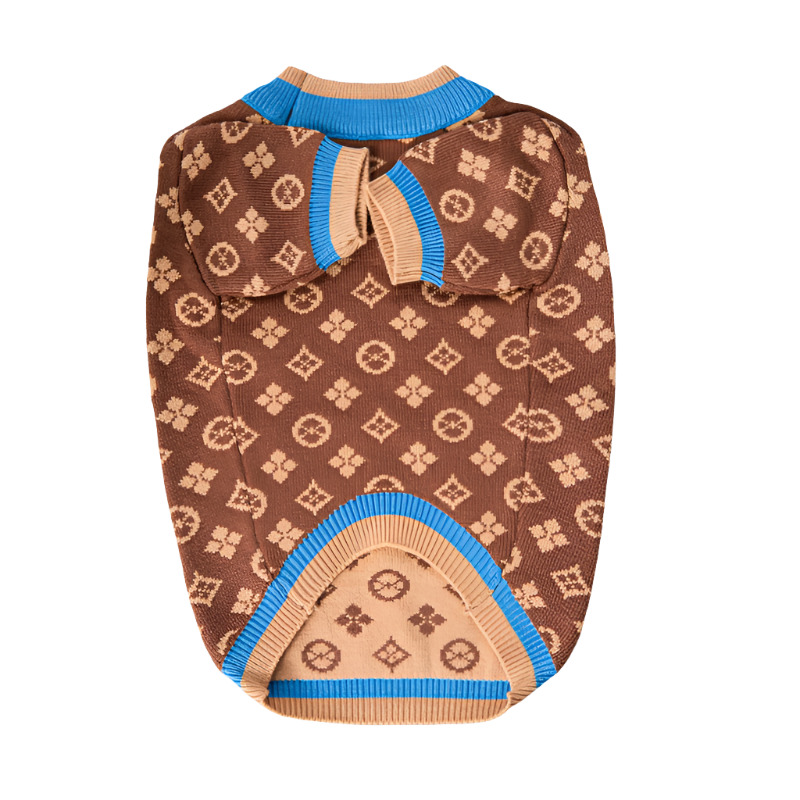 Brown LV-Inspired Designer Dog Sweater