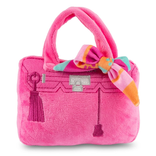 Barkin Bag Chic Doggie Pink Plush Purse Dog Toy with Scarf Squeaker