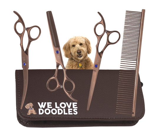 Grooming Scissor Kit for Professional Dog Grooming with Straight Curved Thinning Scissors and Dog Comb