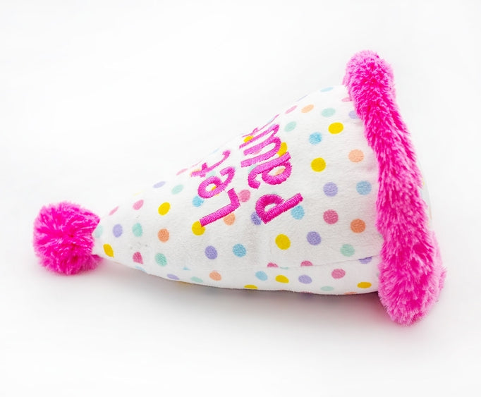 ThoozyPet Birthday Hat Pink Plush Dog Toy 7 Inches