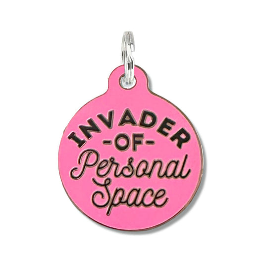 Personalized Dog ID Tag with QR Code Invader Personal Space