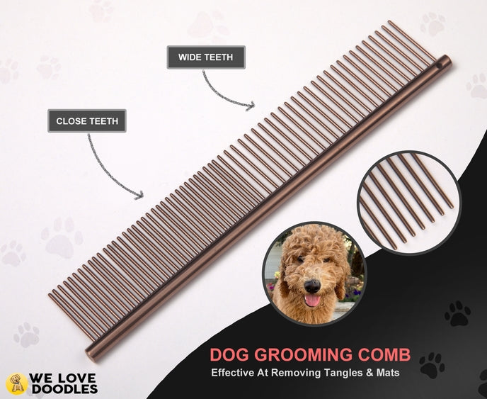 Professional dog grooming scissor kit from Luna Doodle Boutique with scissors, combs, and grooming tools on a white background.