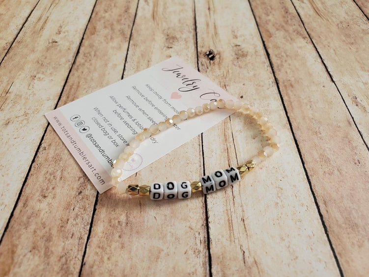 Dog Mom Beaded Stretch Bracelet - Luna Doodle Boutique