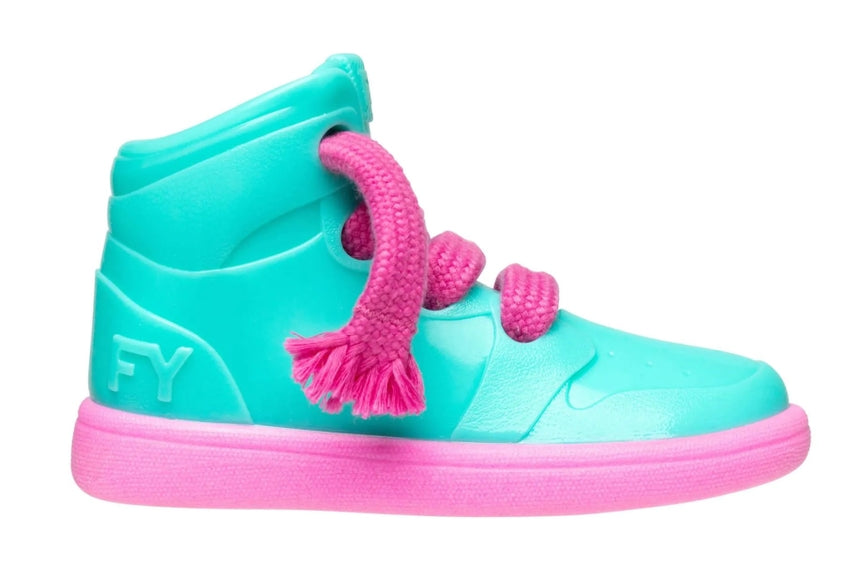 Luna Doodle Boutique Kicks N Licks dog chew toy with colorful rubber and rope for interactive play and dental health.