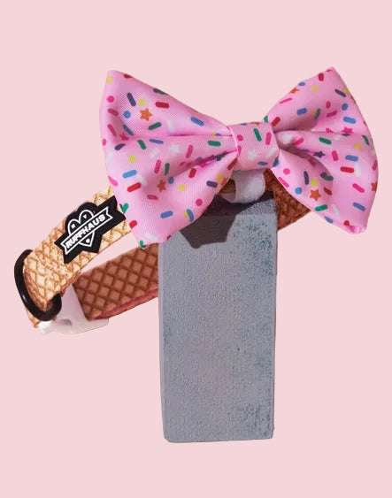 Sprinkle Me Pink Dog Collar and Bowtie - Luna Doodle Boutique
