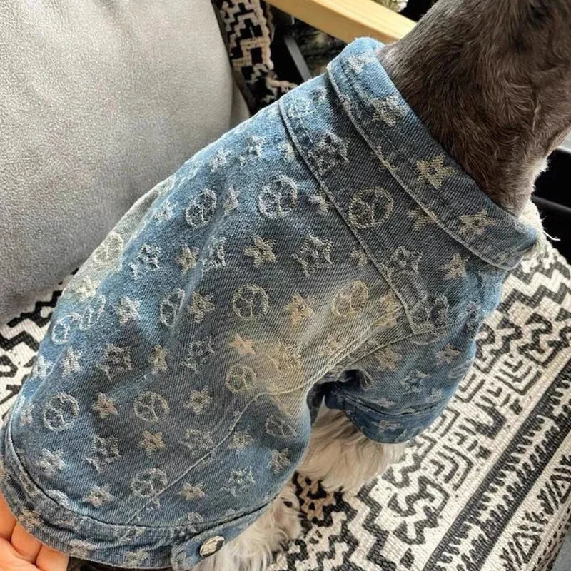 Chewy Vuitton Denim Dog Jacket