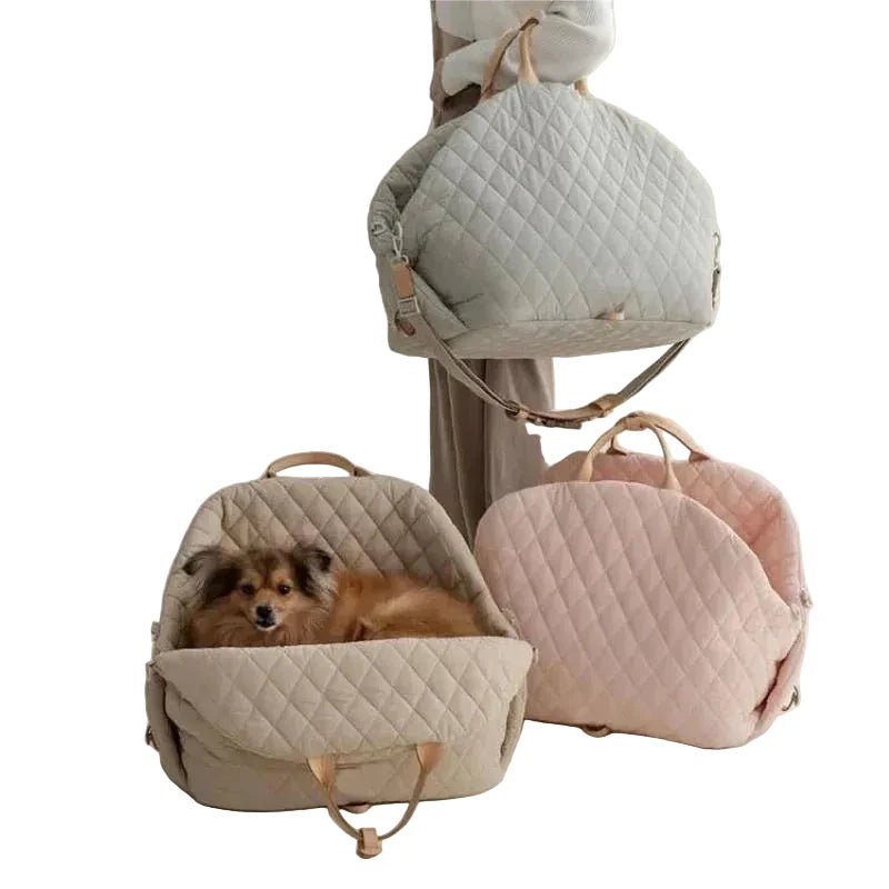 Quilted Verona Luxe Designer Pet Tote by Fashioned Furbabies, stylish dog carrier with elegant quilted design and soft interior.