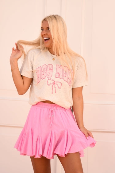 Dog Mom Bow Tee - Stylish Sublimation Printed T-Shirt for Proud Dog Moms