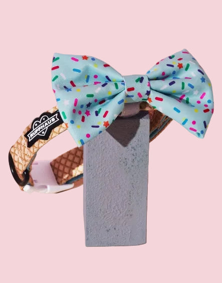 Sprinkle Me Blue Dog Collar and Bowtie - Luna Doodle Boutique