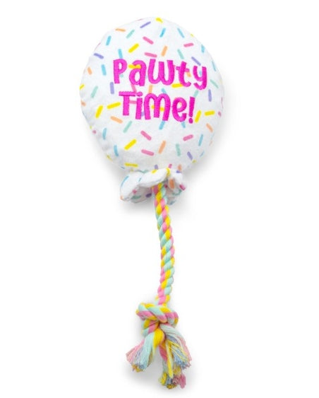 ThoozyPet Birthday Balloon Plush Dog Toy with Rope 7 Inch