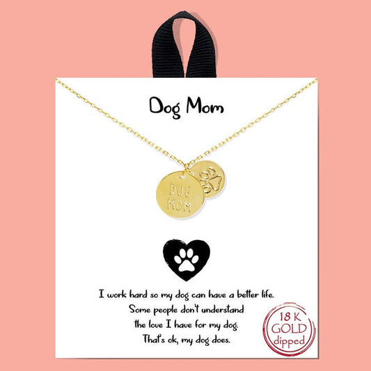 Gold Dipped Dog Mom Charm Necklace