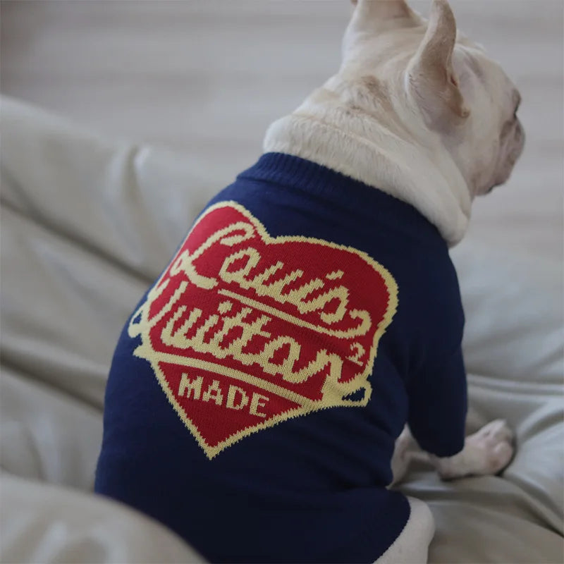 Louis Vuitton-Inspired Designer Heart Dog Sweater