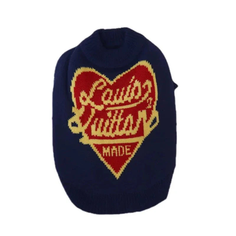Louis Vuitton-Inspired Designer Heart Dog Sweater